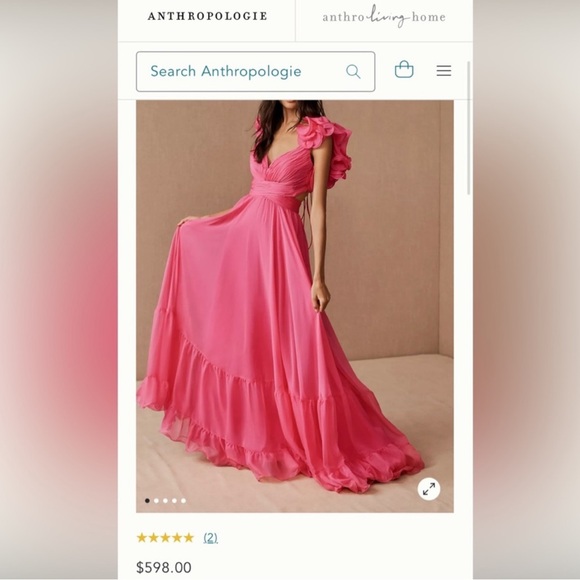 Pink Mac Duggal Ruffled Floral Gown in size 4 Also seen on Anthropologie - Picture 4 of 7